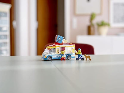 LEGO City Ice Cream Truck Van 60253 Building Toy Set - Featuring Skater Minifigures Skateboard and Dog Figure Fun Gift Idea for Boys Girls and Kids Ages 5+