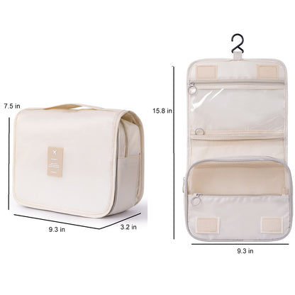 Yeegras Hanging Toiletry Bag for Women, Travel Size Toiletries bags with Hook, Travel Makeup Bag for Cosmetic Storage Organizer Beige