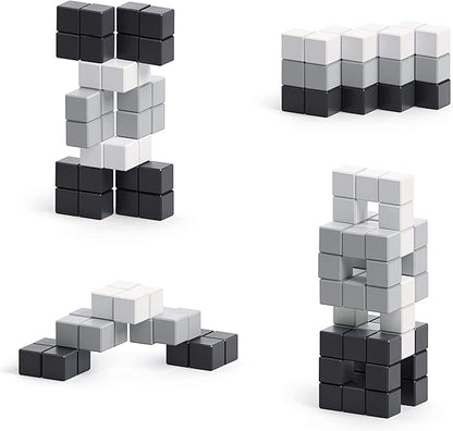 PIXIO Noir - Tiny Magnetic Blocks Building Toy in The Pixel Art Style with Free App - 5/16 Plastic Cubes with 6 Magnets Inside - Open Ended Toy - Creativity Toy for Ages 6+ - 60pcs