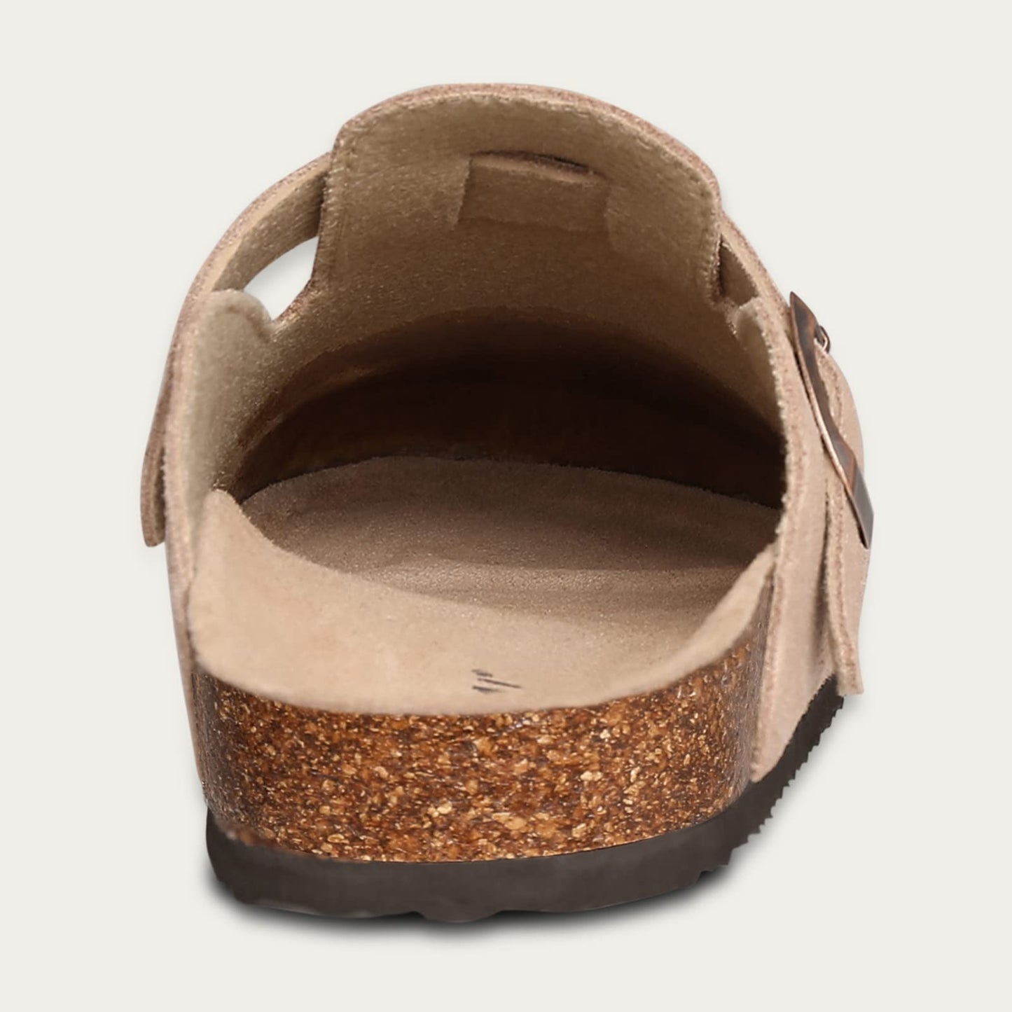 KIDMI Women's Genuine Suede Clogs Cork Footbed Sandals Leather Mules Potato Shoes with Arch Support Taupe 40 (Size 8.5)