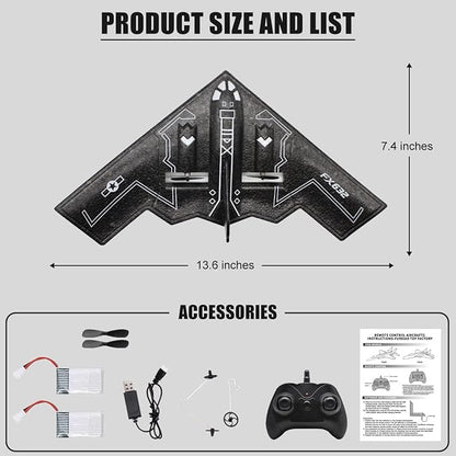 fisca RC Airplane Remote Control B-2 Spirit Stealth Bomber Plane 2.4Ghz 2CH Foam Drone Ready to Fly Aircraft Toy for Kids and Adults
