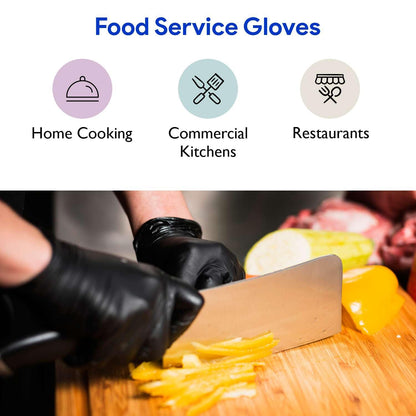 Black Nitrile Disposable Gloves Medium | 200-Pack | Latex-Free for Medical, Surgical, Cleaning, Food Prep, Cooking, Tattoo