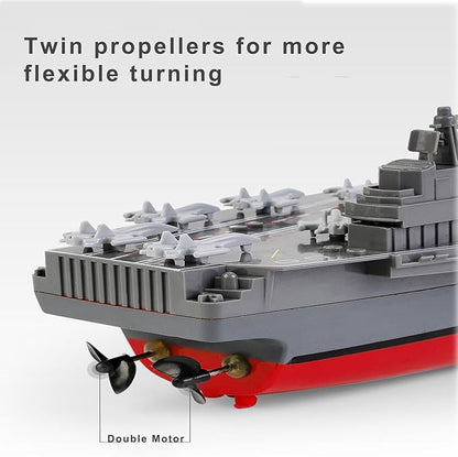 Remote Controlled Warship Battleship Aircraft Carrier 10km/h 4WD 2.4G RC Boat On Water Lakes Pools Exhibits Models for 14Y+ Beginners