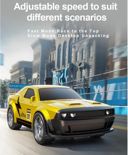 RC Alloy Racing Car 1/43 Scale 2.4G 5CH Mini Drift Car with ulti-Light System Dual-Speed Modes APP Control
