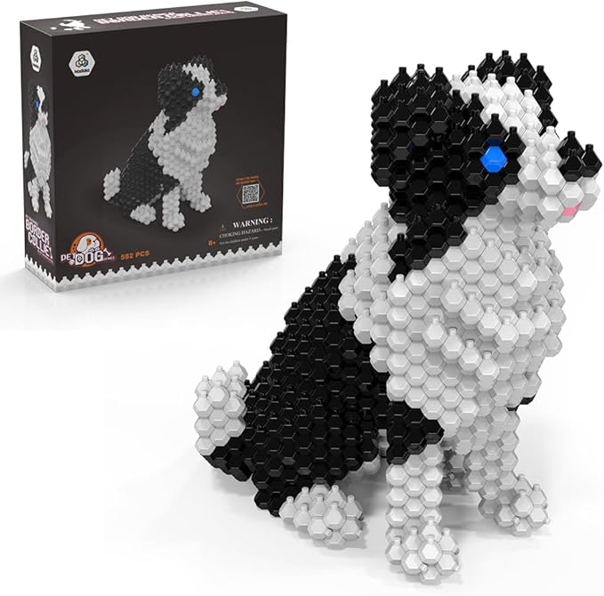 Cute Dog Building Animal Sets Extremely Challenging STEM Building Blocks Decor for Adults Kids Micro 3D Educational Toys for Boys Girls Ages 8 and UpBorder Collie