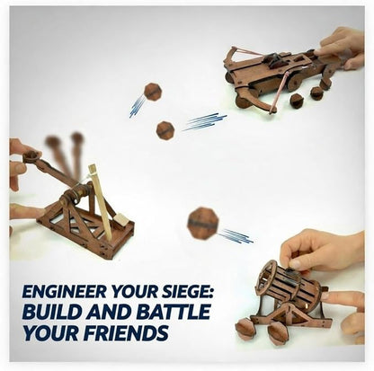 PATHFINDERS Leonardo Da Vinci weapons mini model kits catapult crossbow bombard set of 3 Engineering kits Educational Toys for Kids Science kit for Kids Age 8-10 10-12 stem Projects Wood Building Kits