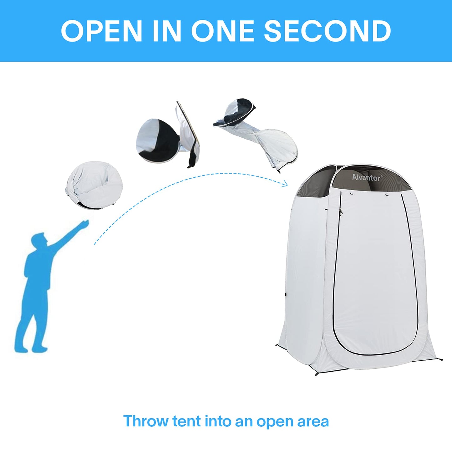 Alvantor Shower Tent Portable Changing Room, Outdoor Toilet, Pop Up Shelter for Privacy, Dressing Room, and Shelter - Teflon-Coated Fabric, Patent Pending 4'x 4'x 7'