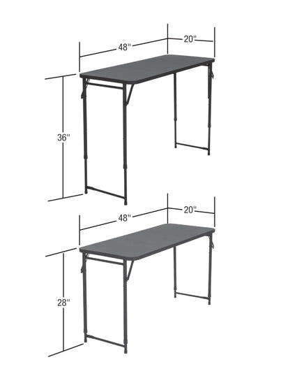 Cosco 20 x 48 Adjustable Height PVC Top, Black Table