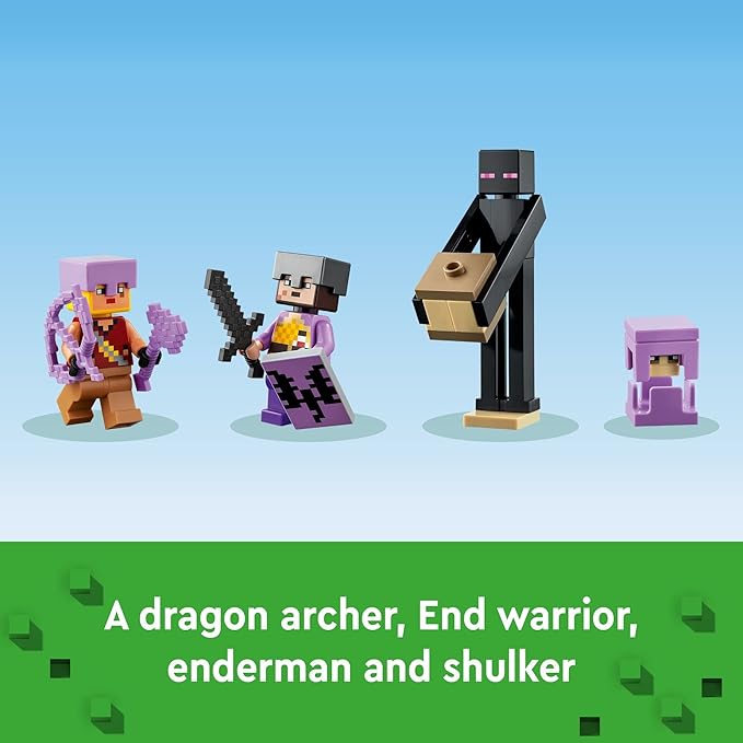 LEGO Minecraft The End Arena 21242 Player-vs-Player Battle Playset with Lava Ender Dragon and Enderman Figures Action Toys for Kids 8 Plus Years Old
