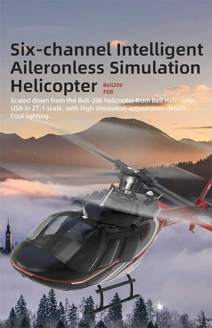 Hanll YUXIANG F08 Bell 206 RC Helicopter for Adults 1/27 2.4G 6CH Brushless Direct-Drive 6G Flybarless RC Helicopter with 6-Axis Gyro Optical Flow Positioning RTF/ 1 Battery