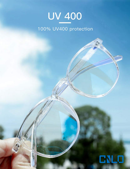 CNLO Blue light blocking Glasses,Computer Gaming Glasses,TV Glasses，For UV Protection, Anti Eyestrain,Lightweight Frame Eyewear,Transparent Men/Women (Crystal)