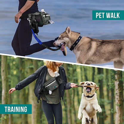 PetAmi Dog Fanny Pack, Treat Pouch for Dog Walking, Training, Built in Poop Bag Dispenser, Water Bottle Holder, Collapsible Bowl, Pet Treat Waist Belt for Hiking, Running, Kibbles (Camo Black)