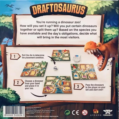 Ankama - Draftosaurus - Jeu de Base - Rédaction de Cartes - Lancer de Dés - Sélection d'Actions Simultanées - Jeu de Stratégie - Déroulement Rapide - Français - 2 à 5 joueurs - ANK9551