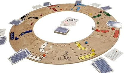 uDog Board Game | Old-Fashioned Fun for 2–12 Players | Made in The USA | Durable Wooden Pieces to Last a Lifetime | Family Game Night (10-Player)