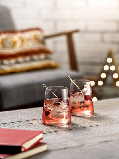 BENETI Drinking Glasses set of 6 | Premium 17oz Highball Glass Cups For Water, Juice, Cocktail, and Wine, Modern and Durable Crystal Glasses