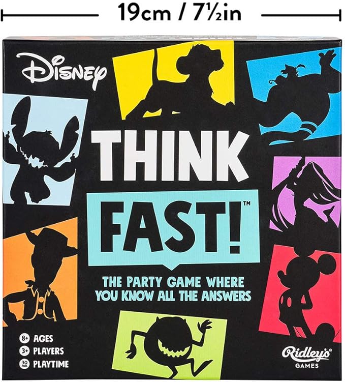 Ridley's Games: Think Fast! -Disney Edition | The Trivia Party Game Where You Know All The Answers | Test Your Disney Knowledge|Great for Parties|Ages 8+ 3+ Players 30-Minute Playtime