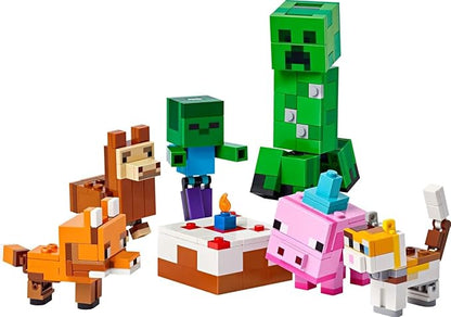 LEGO Minecraft 21281 Baby Pig’s Birthday Celebration – 351-Piece Build &amp Play Set with Creeper Baby Pig Fox Llama Cat Zombie Mobs + Buildable Cake (Ages 8+)