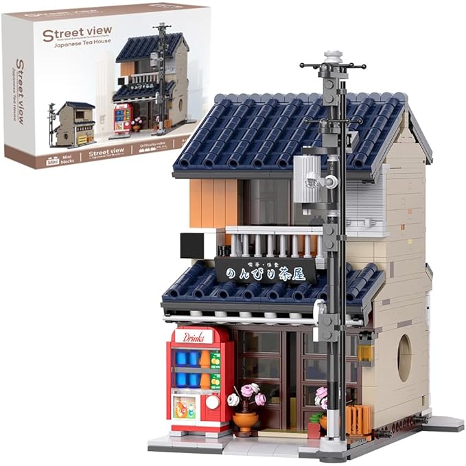 Japanese Tea House Mini Building Set with LED - Japanese Street View Simulation Architecture Construction ToyMini Brick 1219pcs