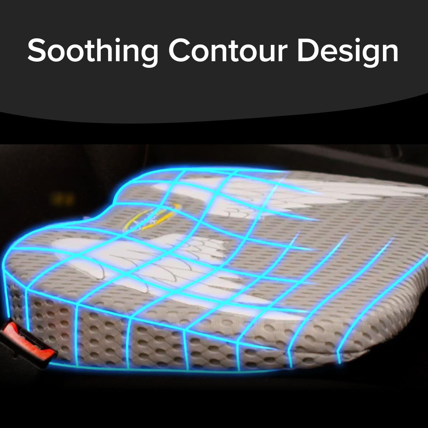 Angel Ride Auto Cushion with Memory Foam, AS SEEN ON FOX NEWS, Advanced Lumbar Helps Relieve Pressure Points, Molds to Any Body, Drive in Heavenly Comfort in Any Vehicle, Breathable, Washable Cover