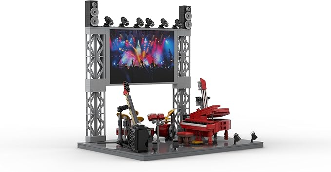 Rock Concert Building Sets MOC Musical Instrument Building Blocks with Piano Bass Guitar &amp Drum Set Building Kit Gift Includes Stage Screen &amp Light Scenes 573PCS