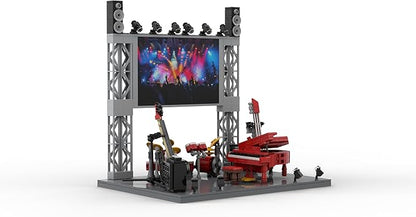 Rock Concert Building Sets MOC Musical Instrument Building Blocks with Piano Bass Guitar &amp Drum Set Building Kit Gift Includes Stage Screen &amp Light Scenes 573PCS