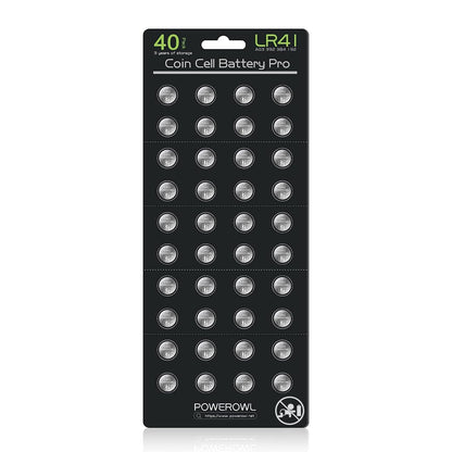 POWEROWL High Capacity LR41 Batteries 40 Pack, AG3 L736 392 384 192 Premium Alkaline Battery 1.5V Button Coin Cell Batteries