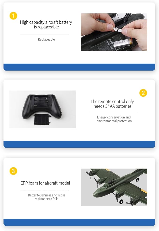 GoolRC B-17 RC Plane 2 Channel RC Airplane 2.4GHz Remote Control Airplane Ready to Fly EPP Foam Glider Fixed Wing RC Aircraft Flight Toys for Beginners and Adults