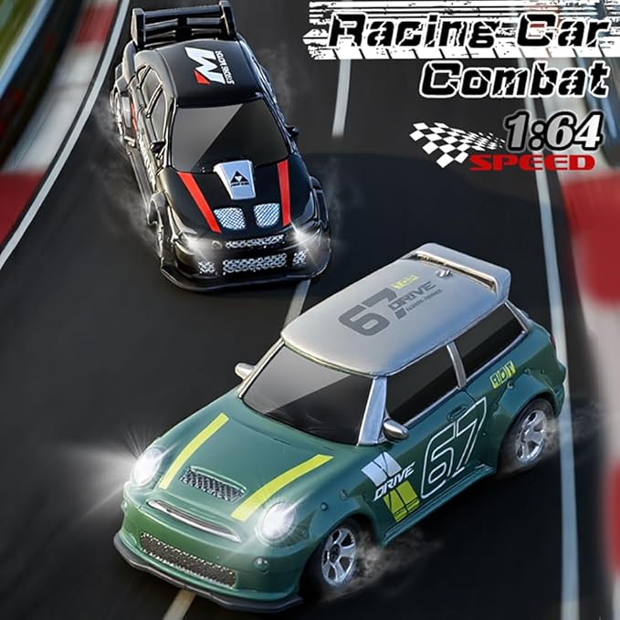 KF33 1:64 Scale Mini Drift RC Car with Full Proportional RTR 2.4GHZ Remote Control for Desktop Racing (Green)