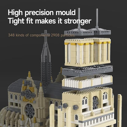 Notre Dame de Paris Micro Brick Building Set (2908 Pieces) – Landmark Model Educational Toy Gift for Kids and Adults