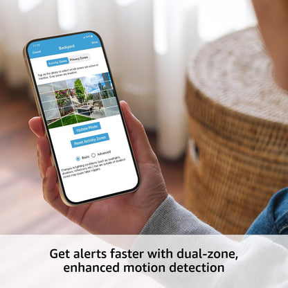 Like-New Blink Outdoor 4 (newest model), Wire-free smart security camera, two-year battery life, two-way audio, HD live view, enhanced motion detection, Works with Alexa – 2 camera system