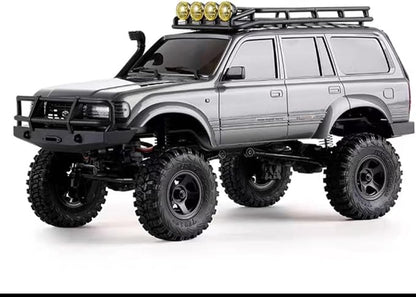 FMS 1/18 FCX18 RC Crawler Land Cruiser LC80 Toyota Officially Licensed 4WD RTR RC Rock Truck with 2.4Ghz Transmission Portal Axles LED Lights for Adults Hobby Gifts (Grey)