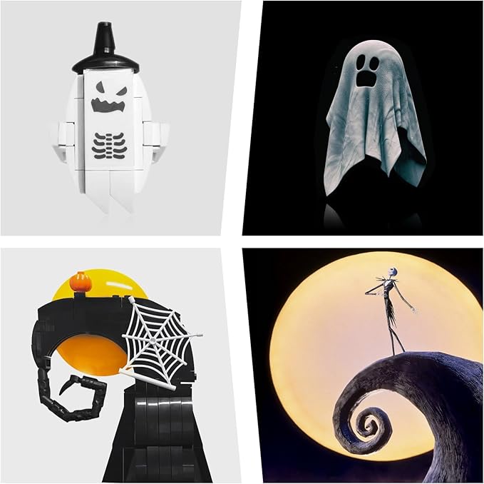 Xbert Skeleton Halloween Toy Building Set Nightmare Before Christmas Halloween Decor PumpkinCrucifix Cobweb Ghost Dog Jack Skellington Haunted Horror Building Blocks Sets Halloween 2025
