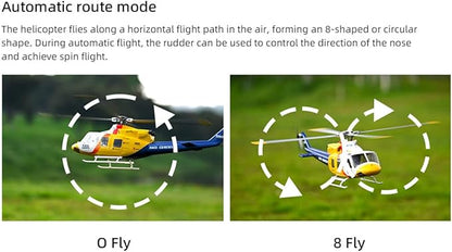 FLYWING BELL-412 470-Class RC Military Helicopter 2.4G 6CH GPS Positioning &amp Auto-Return 3D Flight &amp 4 Modes Quick Detachable Propellers RTF Version for Adults &amp Advanced Enthusiasts