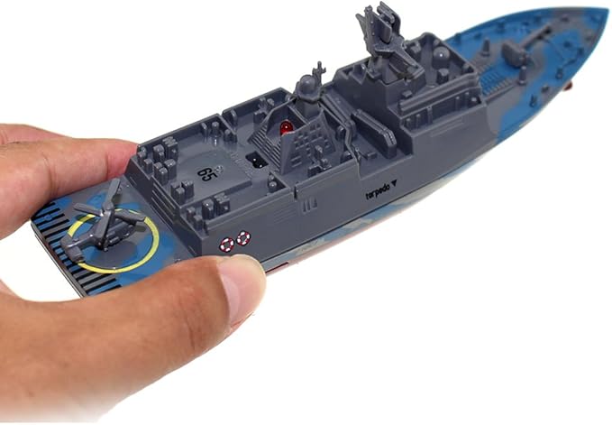 Tipmant Military RC Naval Ship Vessel Warcraft 2.4 GHz Remote Control Boat Speedboat Electric Water for Swimming Pool Kids Toy Birthday Gifts (Grey)