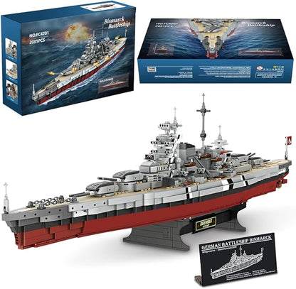 Technik FC4201 German Battleship Bismarck Building Blocks 2081 PCS MOC Large WWII German Military Warship Marine Battleship Model for Adult