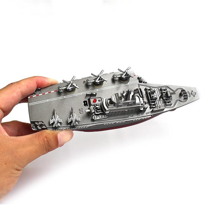 Tipmant Military Remote Control Aircraft Carrier Model RC Boat Ship Speedboat Yacht Electric Water Toy - Silver (2.4G No Antenna)