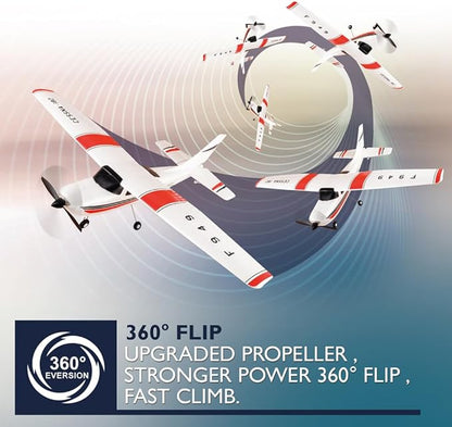F949 RC Plane 3CH 2.4Ghz Remote Control Airplane EPP 3D6G RTF RC Airplane for Beginners Easy to Fly RC Glider with 2 Batteries Propellers Landing Gear (LED 2BSL)