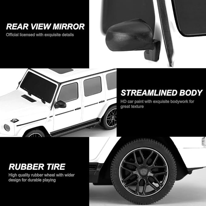 1:24 Scale Remote Control Car for Mercedes G63 2.4GHz Off Road Model RC Cars Electric Sport Racing Hobby Vehicle Gift for Adults Kids Boys Girls - White