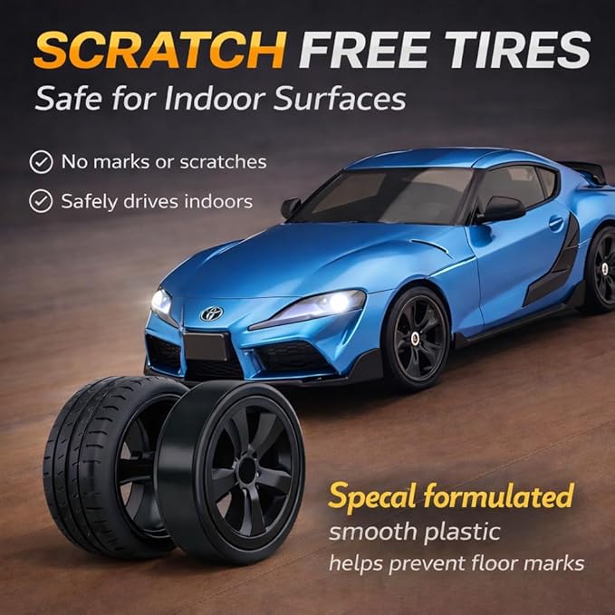 IntelLock 1:24 RTR RC Drift Car with Scratch-Free Drift Tires 4WD High-Speed JDM 2 Rechargeable Batteries LED Lights 2.4GHz Remote Control Car for Kids &amp Adults Indoor/Outdoor (Blue 2)