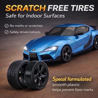 IntelLock 1:24 RTR RC Drift Car with Scratch-Free Drift Tires 4WD High-Speed JDM 2 Rechargeable Batteries LED Lights 2.4GHz Remote Control Car for Kids &amp Adults Indoor/Outdoor (Blue 2)
