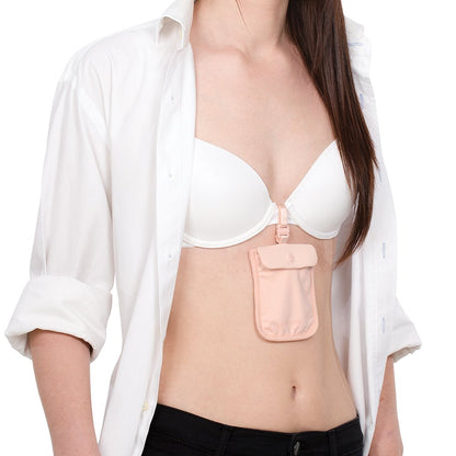 Pacsafe Coversafe S25 Hidden Undercover Travel Bra Pouch for Women (Washable) - Stash up to 6 Credit Cards plus Money and Key with Adjustable, Elastic Strap; Suitable for all Bra Sizes (Orchid Pink)