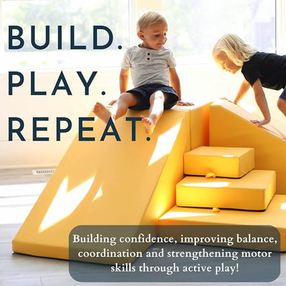 Foamnasium Wedge Indoor Foam Playset Soft Toddler and Active Kids Play Foam Wedge for Crawling Climbing Sliding and Jumping Made in The US Enhanced Navy