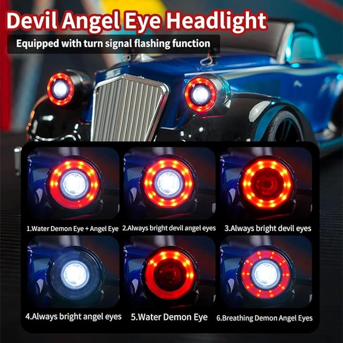1:16 Scale Off-Road Retro Classic Car SCY-16302-2.4G 4WD 35km/h High-Speed Racing Damping Climbing Off-Road Vehicles Christmas Birthday Gift for Adults(Metal Red)