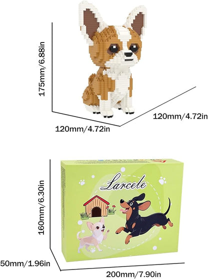 Larcele Micro Building Blocks Set DIY Mini Building Toy Bricks for Age Over 12 Years 1109 Pieces KLJM-02 (Chihuahua)