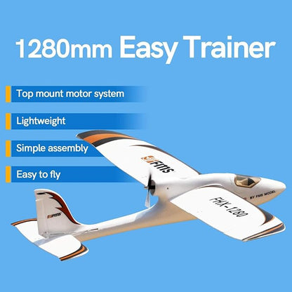 Fms Rc Plane for Adults Easy Trainer 1280mm (50.4) Wingspan 4CH for Beginner Hobby Rc Airplane PNP Without Reflex (not Include Transmitter/Receiver/Battery)