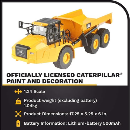 Diecast Masters 1:24 Scale Radio Control Caterpillar 745 Articulated Truck - 25004 - Fully functioning with Sound &amp Light Functions - Dump Bed and Wheel Movements - Radio Control Series