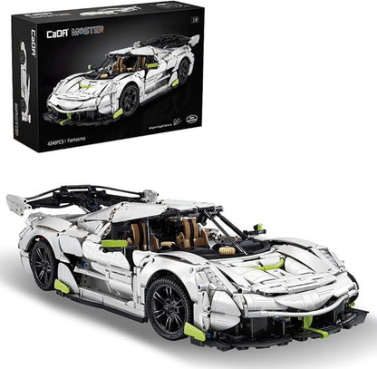 CaDA Master Fantasma Sports Car Building Set C61048W 1:8 Super Cars Brick Kit with 9-Speed Gearbox and Rear Wheel Steering V8 Racing Car Model for Adults Collectors (4346PCS)