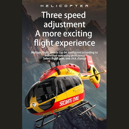 C190 RC Helicopter for Adults 1:30 Scale H145 2.4G 6CH Single Propeller Optical Flow Positioning Six-axis Gyroscope Stabilization (Red Yellow 2 Batteries)