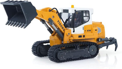 TOUCAN RC HOBBY 1/50 RC Tracked Loader Electric Lifting Radio Control Model Vehicle Metal Openable Bucket Tracks Ripper Soil Loosening Hook for Ages 14+