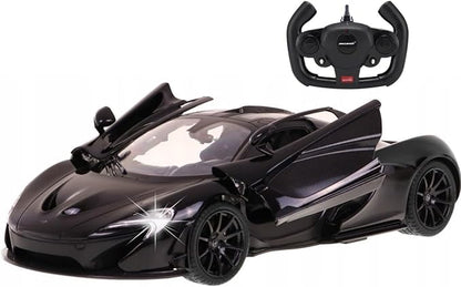 PowerTRC Officially Licensed McLaren P1 1:14 Scale Model Supercar with Functional Lights | Realistic Open Doors &amp Push Button Features | Sleek Black Design